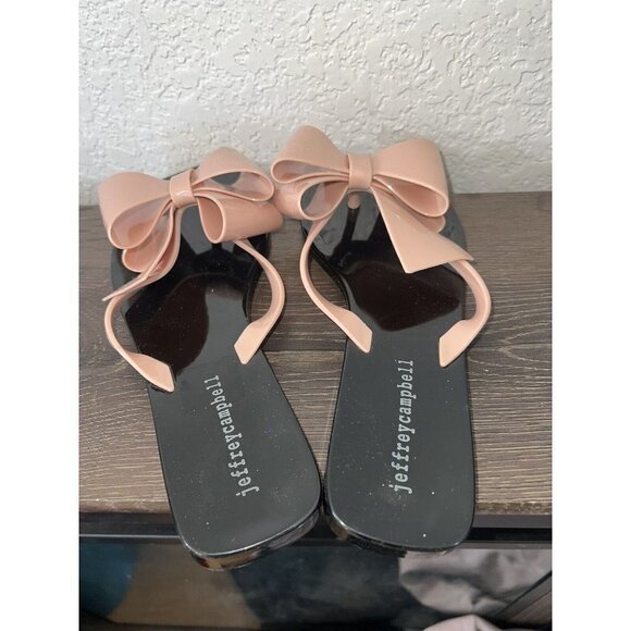 Jeffrey Campbell Sugary Sandals Size 6 Pink Black Jelly Flip Flops Thongs NEW - Picture 4 of 7